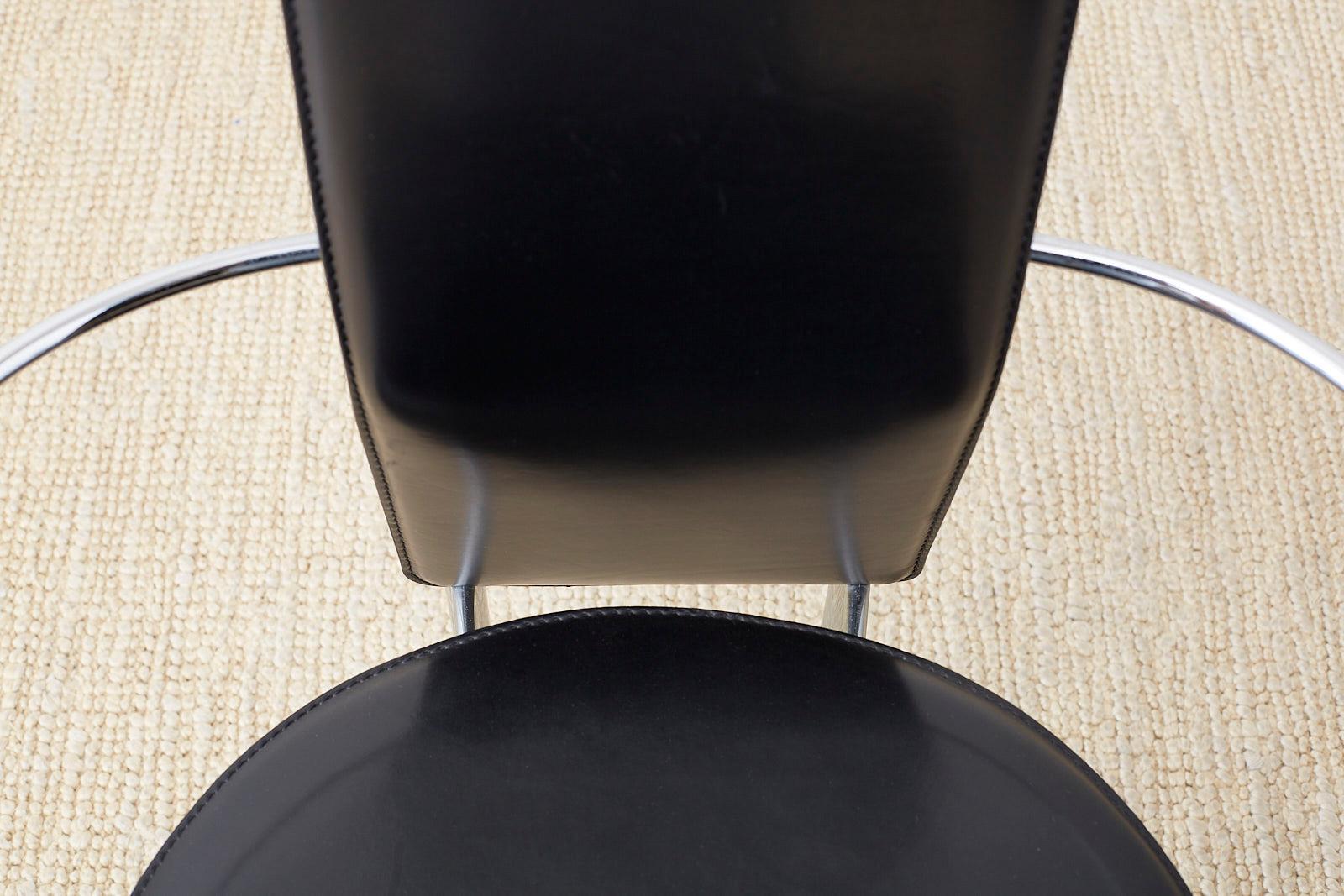 Set of Twelve G. Vegni Modern Italian Leather Dining Chairs 13
