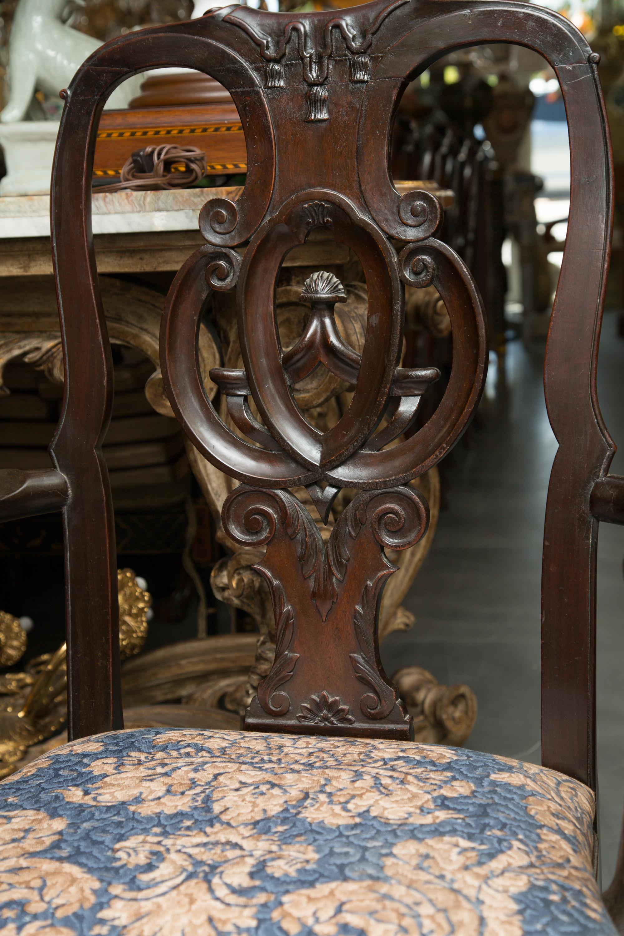 Hand-Carved Set of Twelve George II Style Dining Chairs