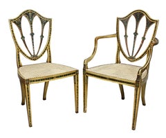 Set of Twelve George III Painted Shield Back Dining Chairs