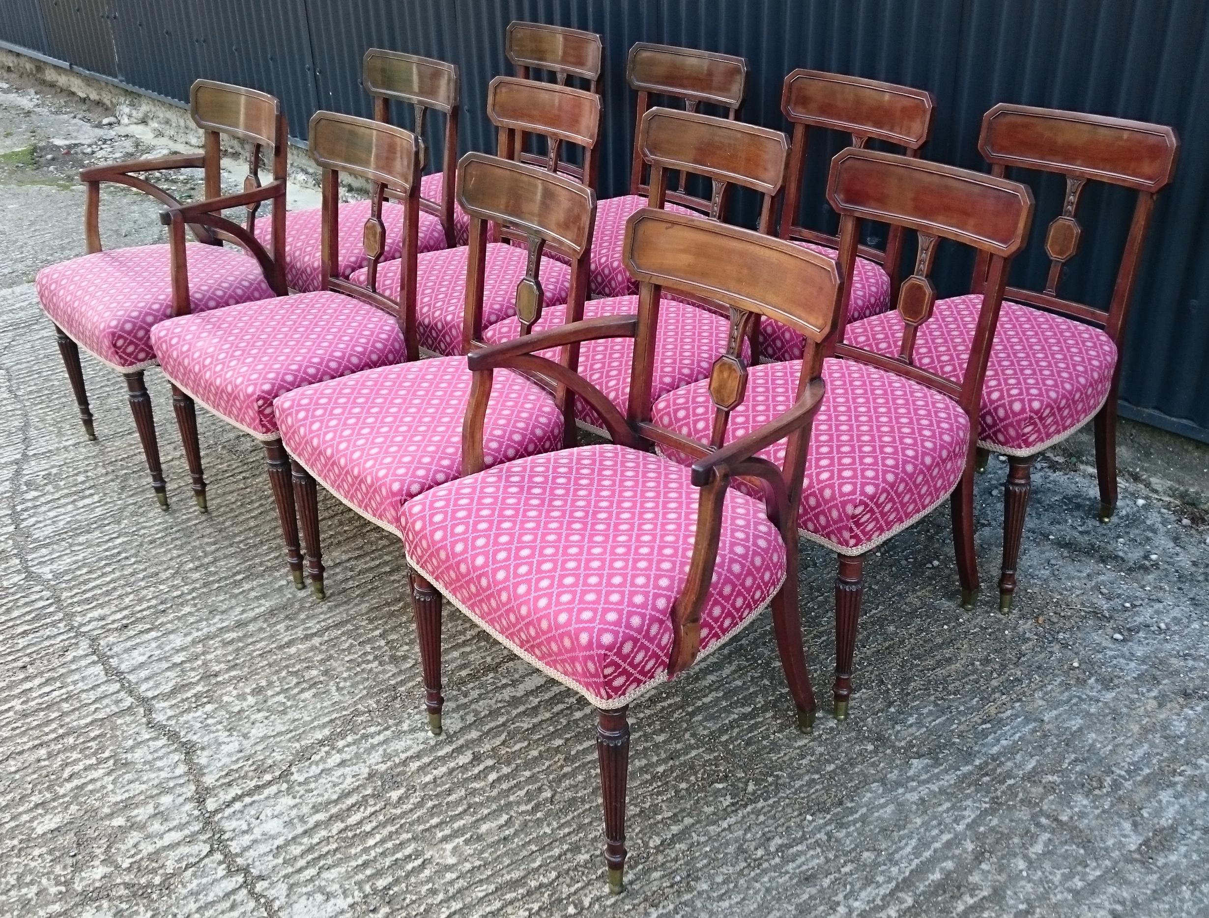 British Set of Twelve George III Period Mahogany Antique Dining Chairs