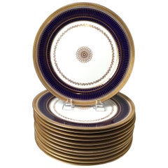 Set of Twelve Gold Gilt and Cobalt Service Plates BWM & Co. for Gillman, NYC