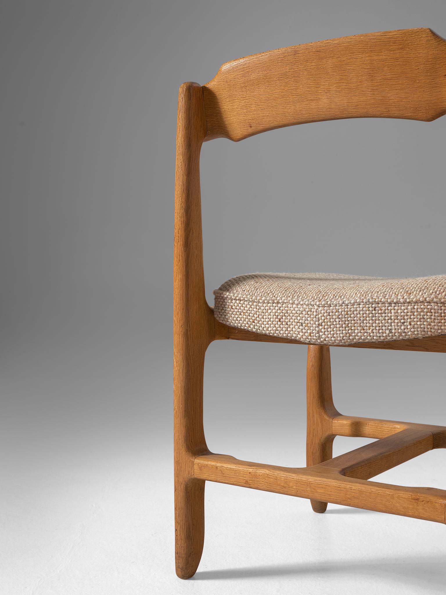 French Set of Twelve Guillerme et Chambron Dining Chairs in Solid Oak