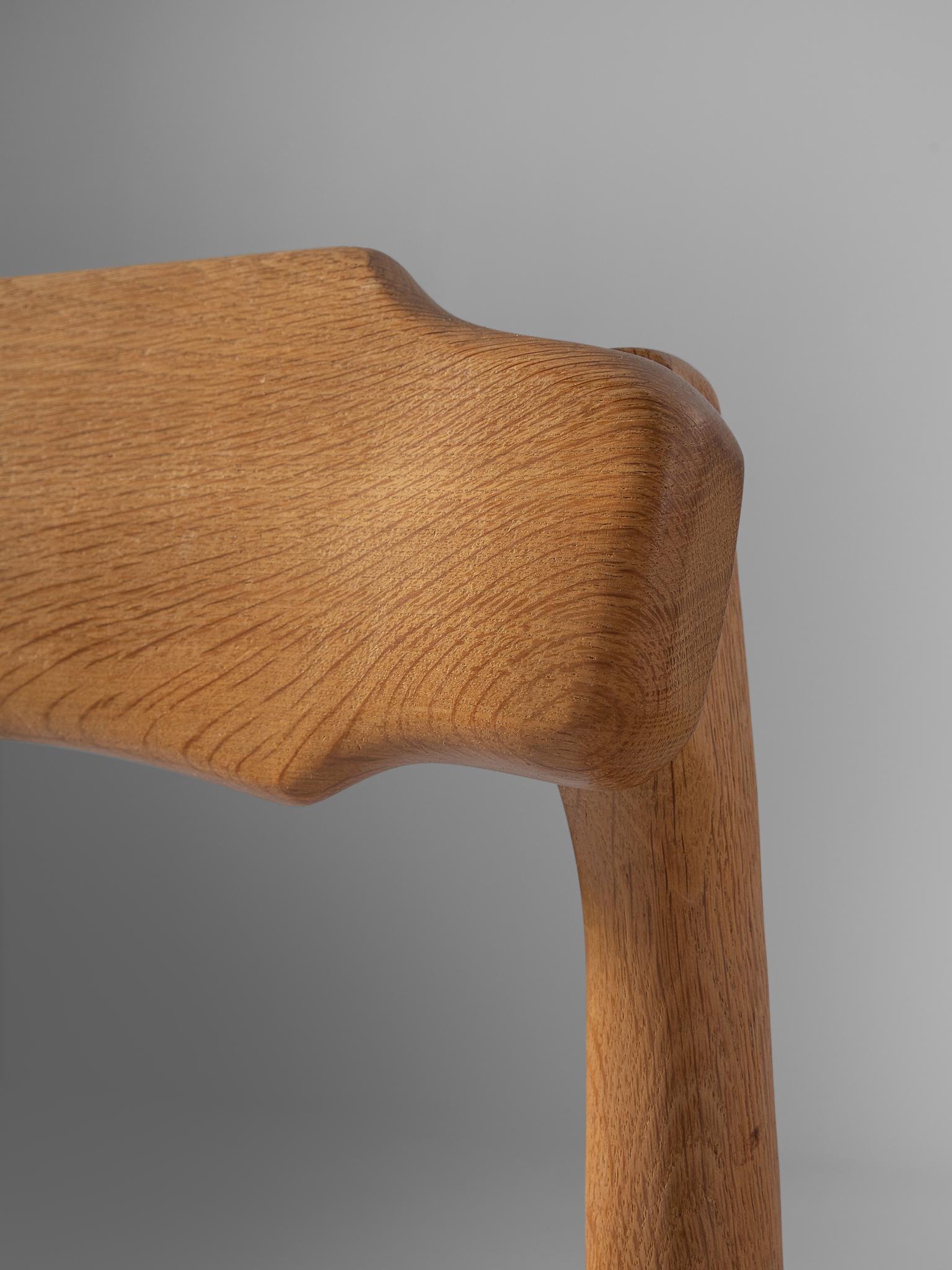 Set of Twelve Guillerme et Chambron Dining Chairs in Solid Oak In Good Condition In Waalwijk, NL