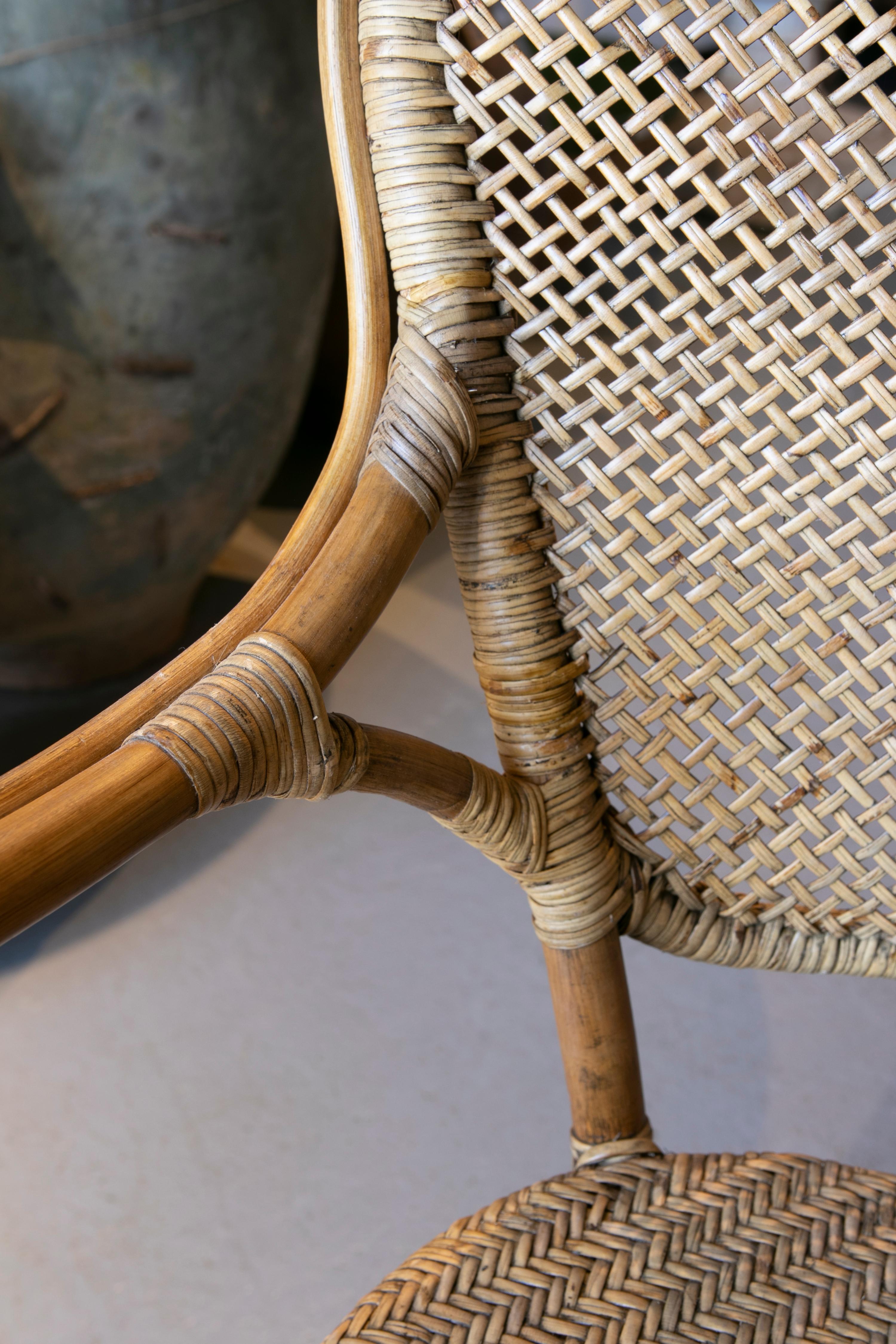 Set of Twelve Handmade Bamboo and Wicker Chairs 5
