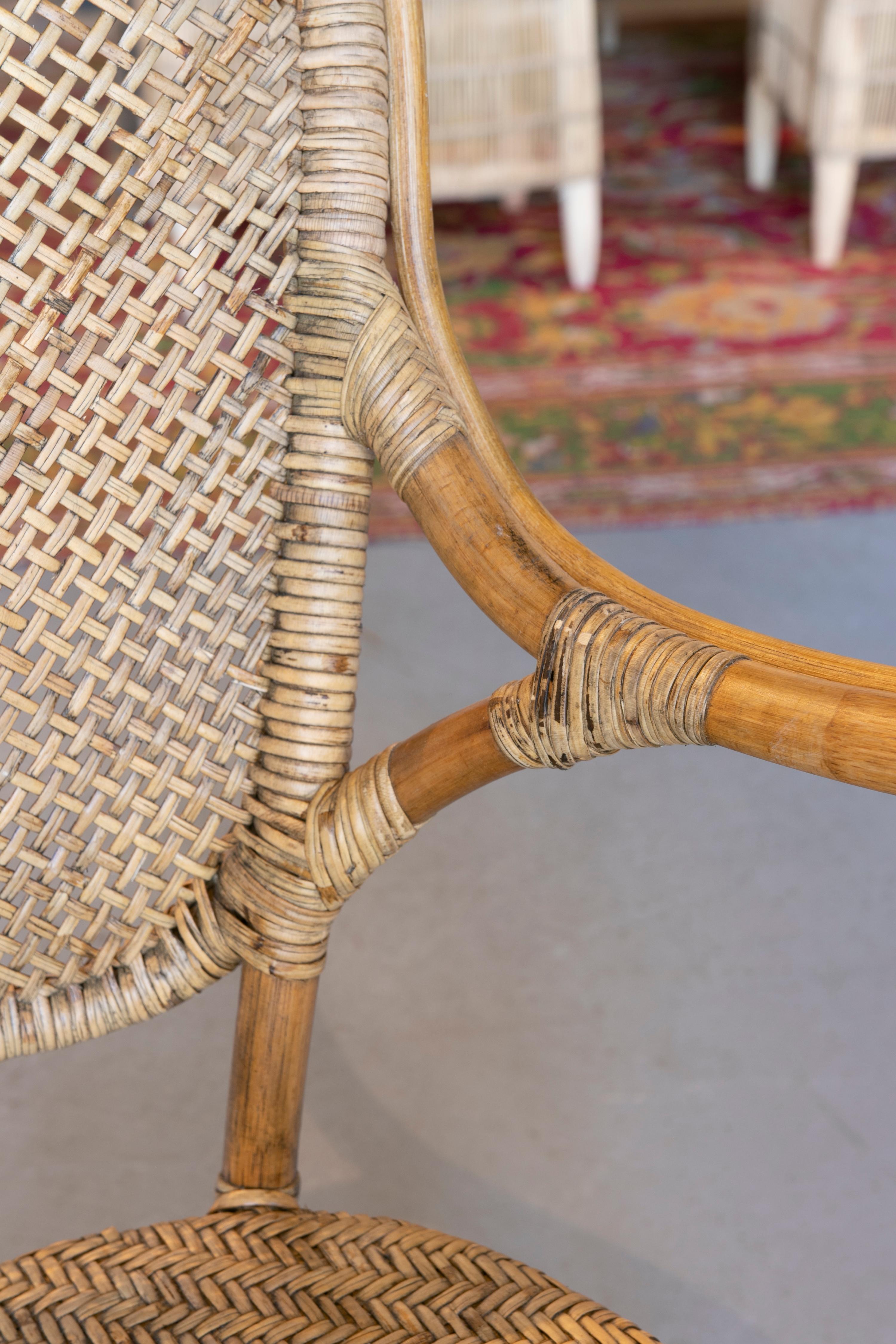 Set of Twelve Handmade Bamboo and Wicker Chairs 7