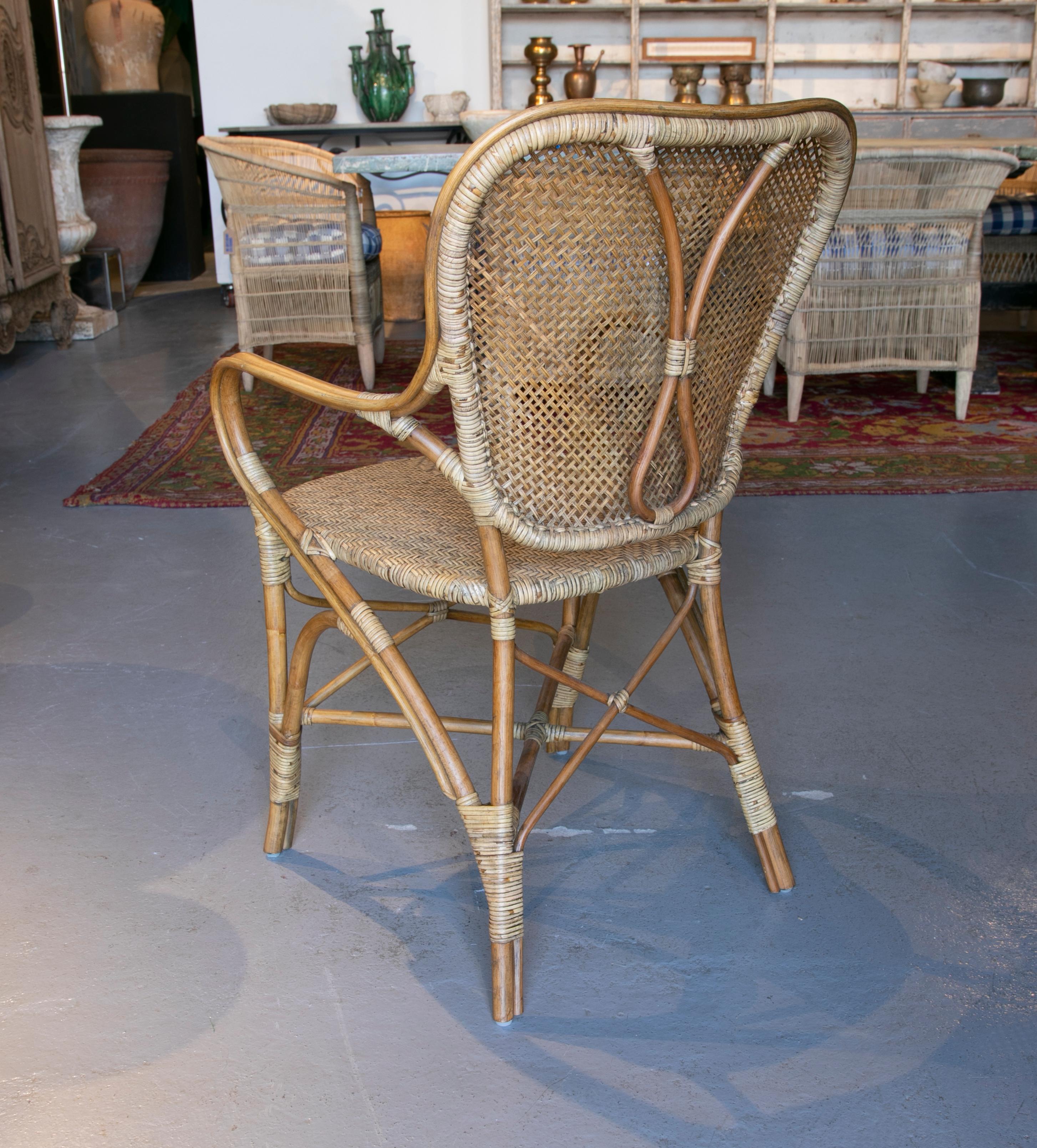 Contemporary Set of Twelve Handmade Bamboo and Wicker Chairs