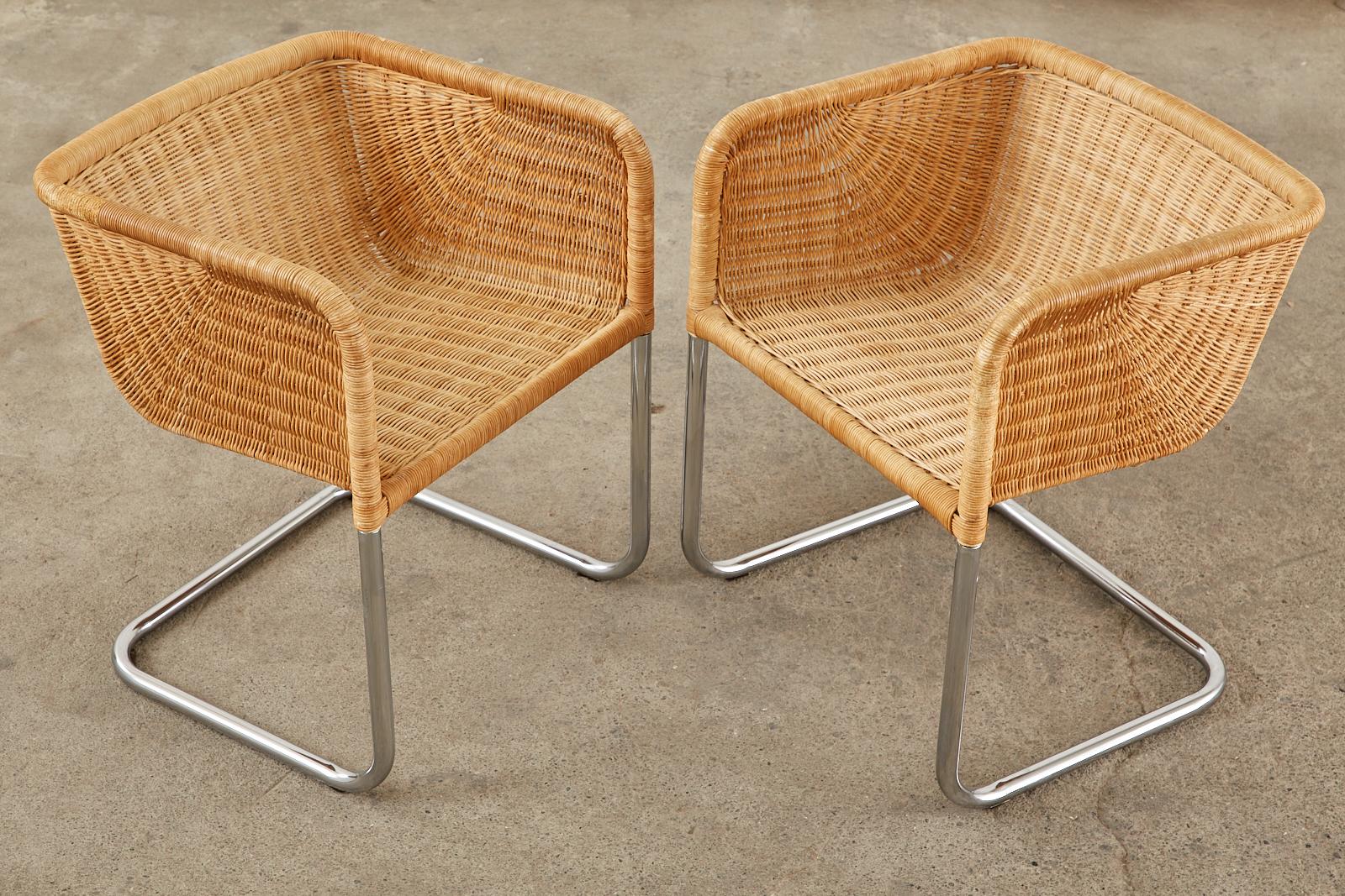 Set of Twelve Harvey Probber D43 Wicker Cantilever Chairs 3