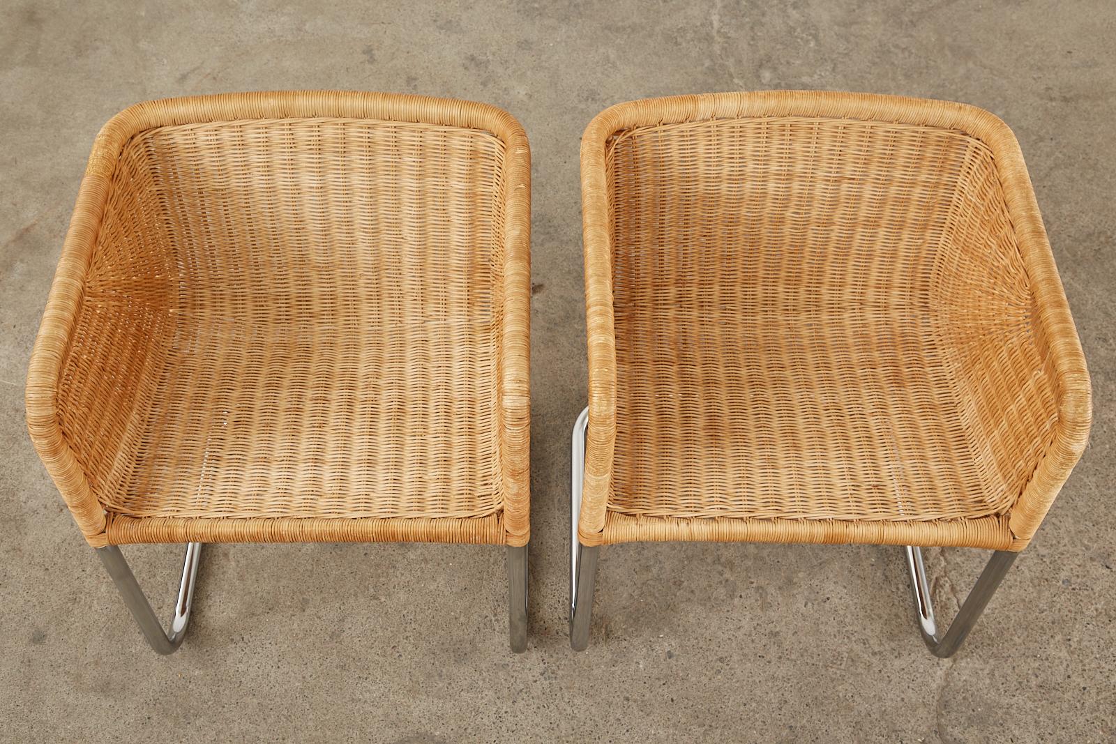 Set of Twelve Harvey Probber D43 Wicker Cantilever Chairs 5