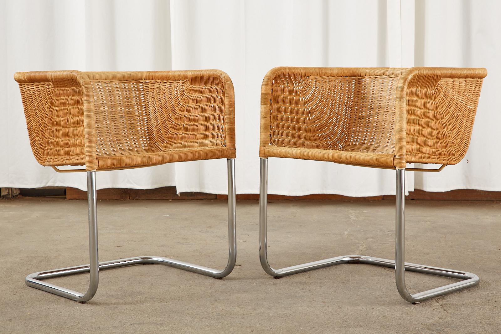 20th Century Set of Twelve Harvey Probber D43 Wicker Cantilever Chairs
