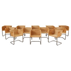 Set of Twelve Harvey Probber D43 Wicker Cantilever Chairs