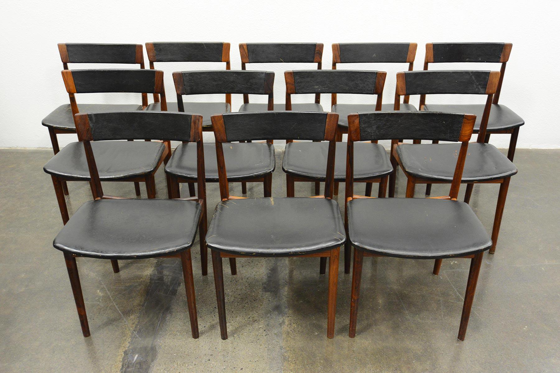 Mid-Century Modern Set of Twelve Henry Rosengren Hansen Rosewood Dining Chairs