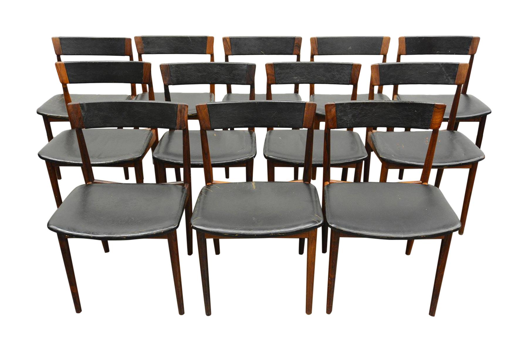 Danish Set of Twelve Henry Rosengren Hansen Rosewood Dining Chairs