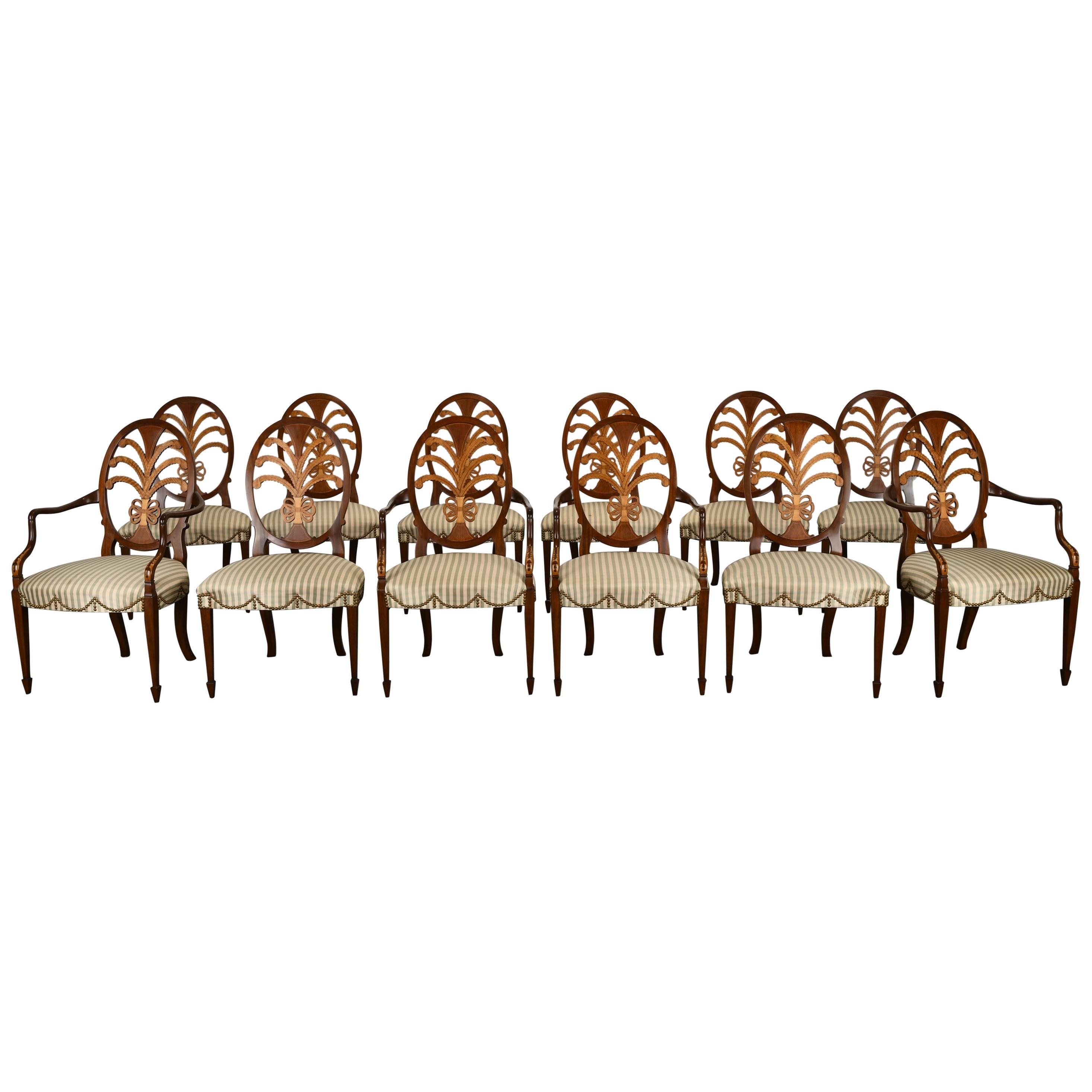 Set of Twelve Hepplewhite Chairs by Karges, 20th Century For Sale