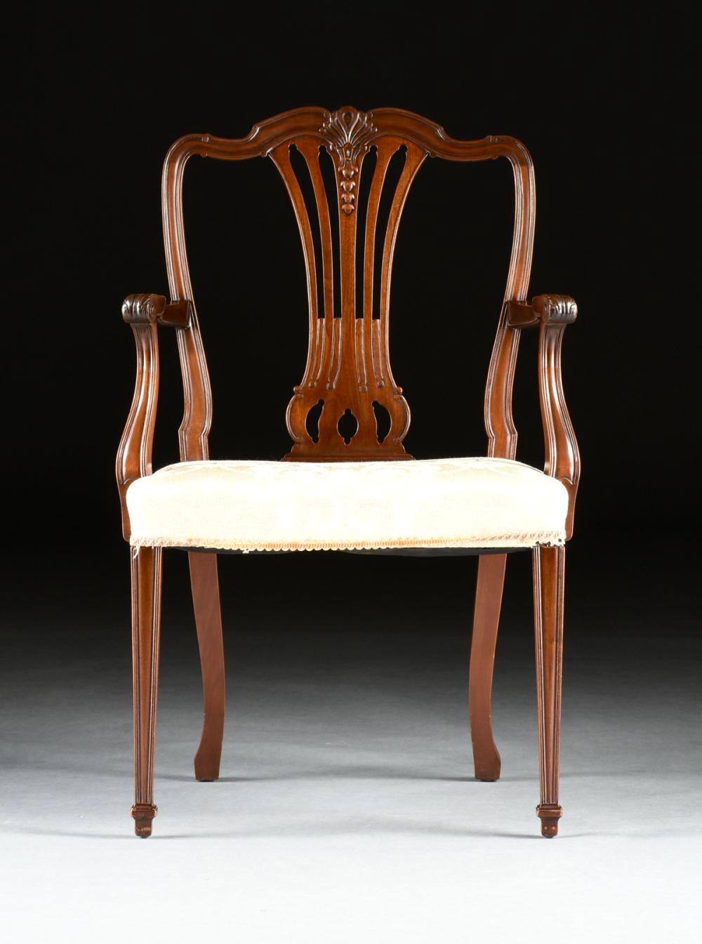 Set Of Twelve Hepplewhite Style Mahogany Dining Chairs For Sale 1