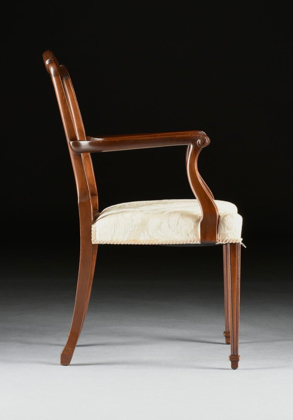 Set Of Twelve Hepplewhite Style Mahogany Dining Chairs For Sale 4
