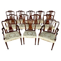 Set Of Twelve Hepplewhite Style Mahogany Dining Chairs