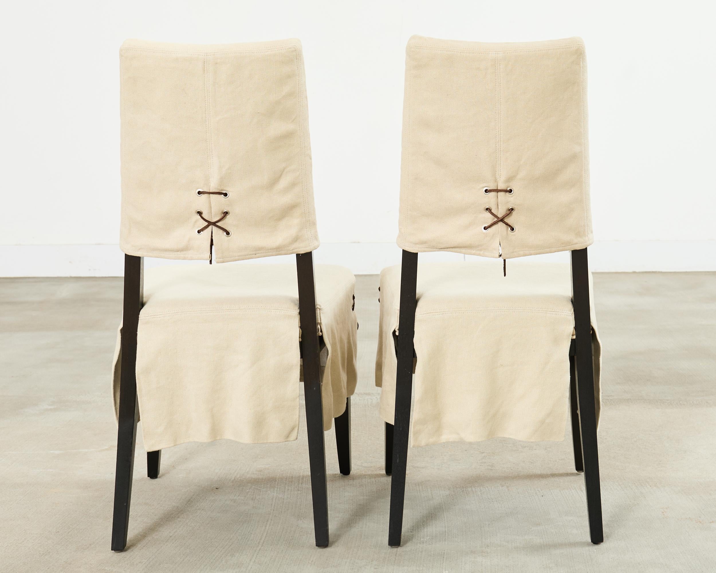 Set of Twelve Holly Hunt Attributed Slipcover Dining Chairs For Sale 3