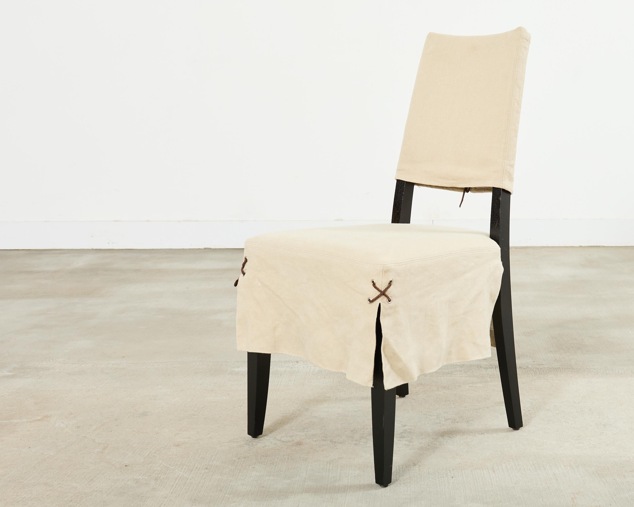 Set of Twelve Holly Hunt Attributed Slipcover Dining Chairs For Sale 5