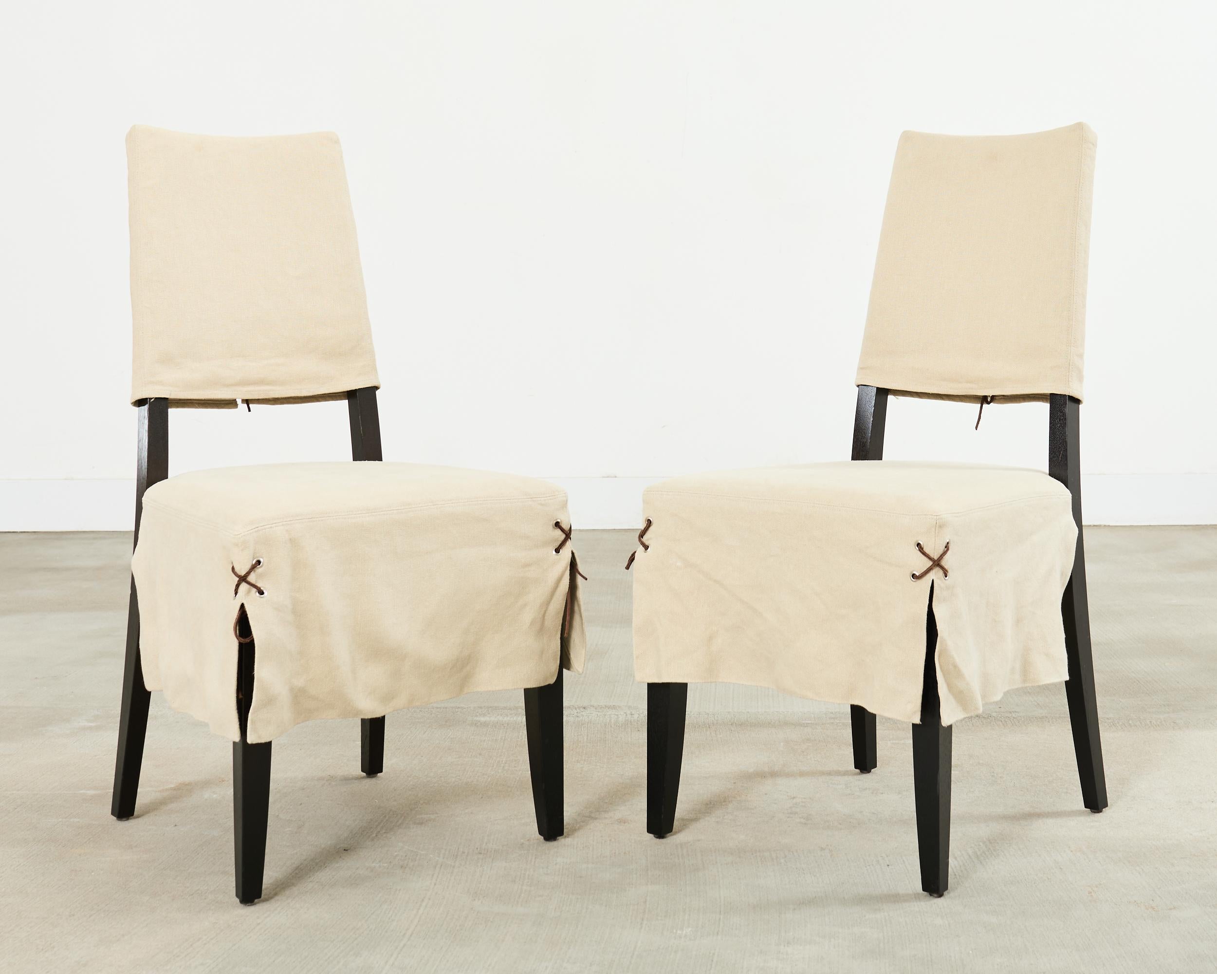 Set of Twelve Holly Hunt Attributed Slipcover Dining Chairs In Good Condition For Sale In Rio Vista, CA