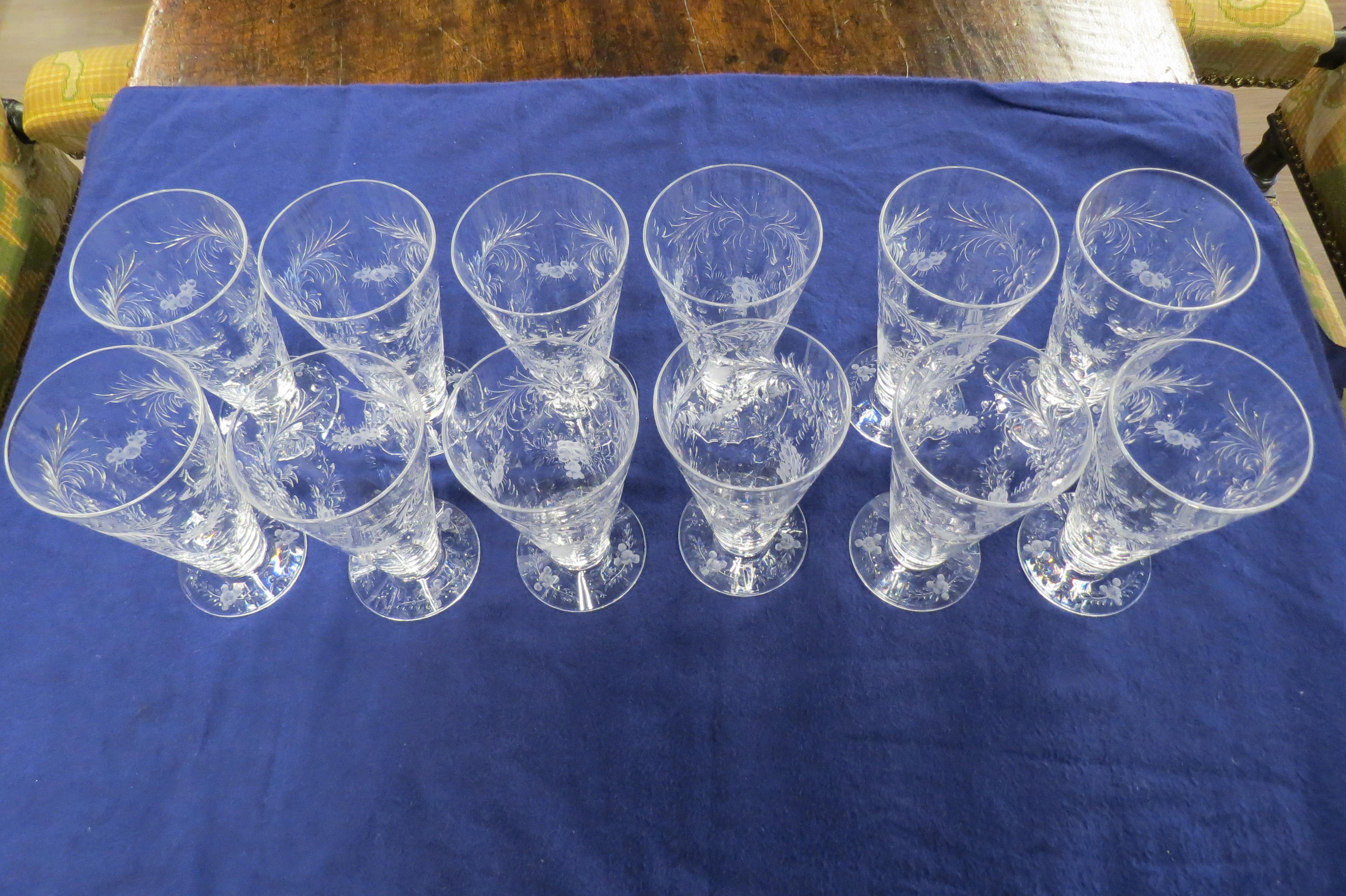 Set of Twelve Iced Tea Glasses by Hawkes in the Francis I Pattern 1