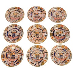 Set of Twelve Imari Admiral Nelson Pattern Plates Made by Coalport, circa 1810