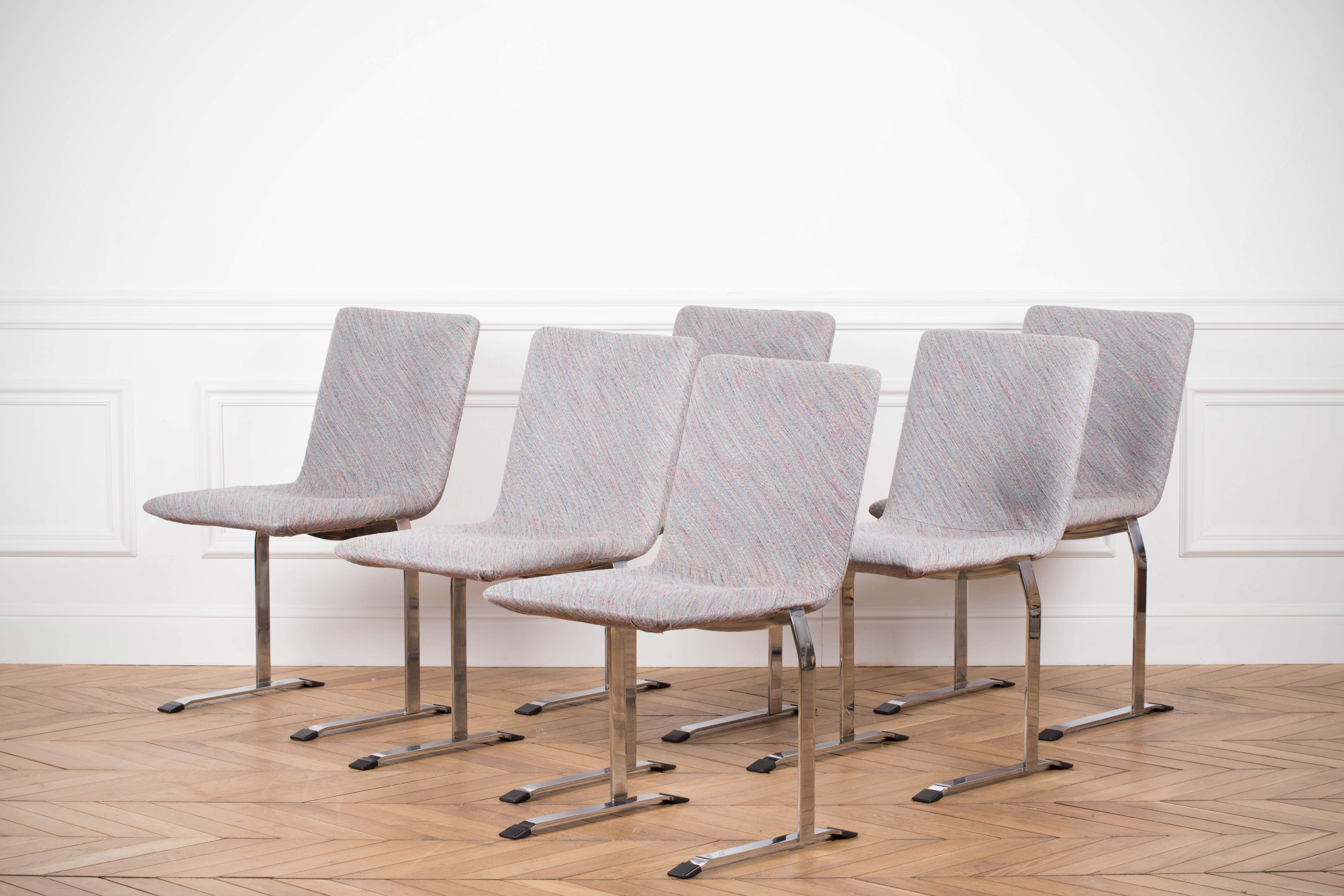 Mid-Century Modern Set of Twelve Inlay Chairs by Giovanni Offredi for Saporiti, 1970