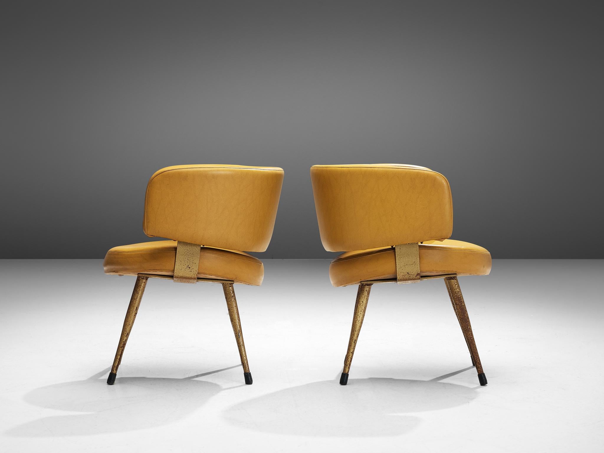 Set of Twelve Italian Armchairs in Yellow Leatherette 2