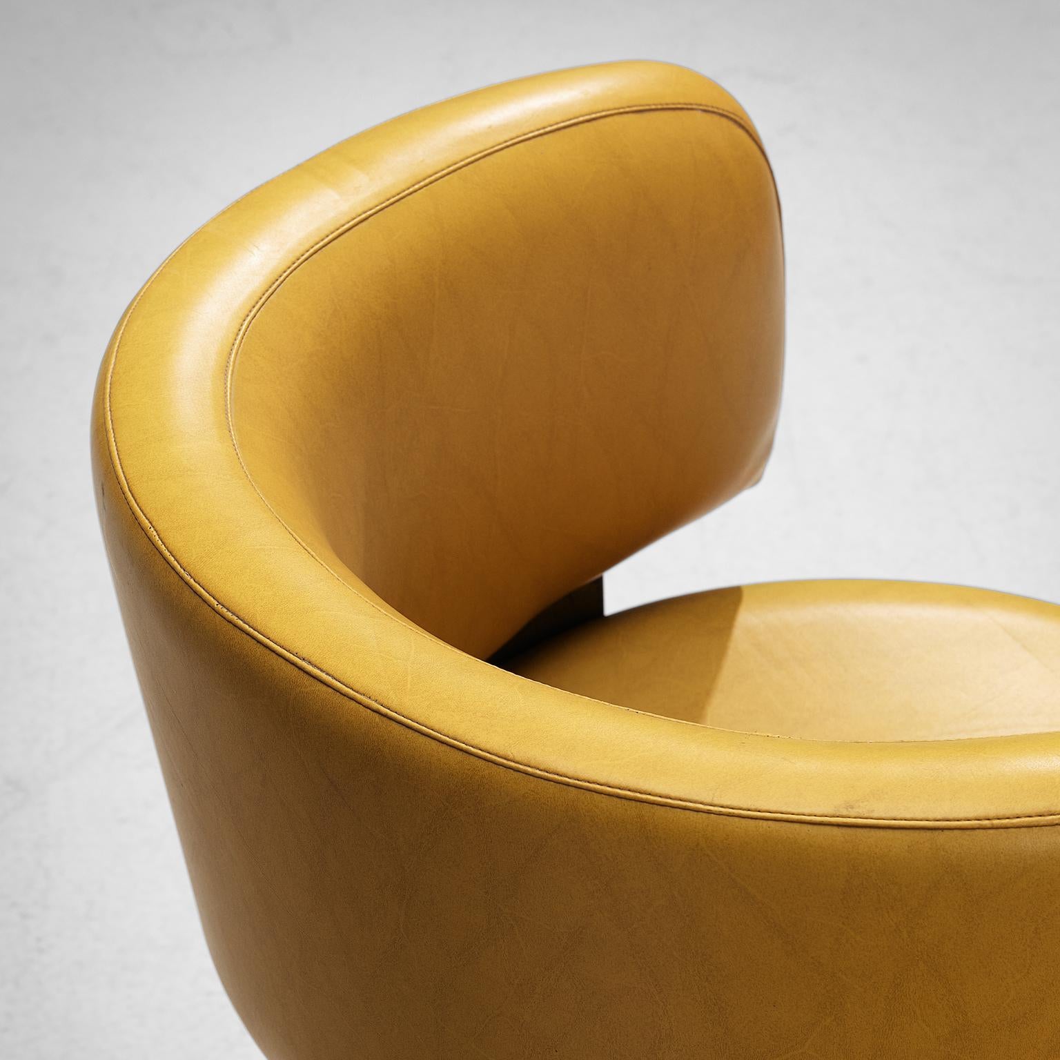 Set of Twelve Italian Armchairs in Yellow Leatherette 3