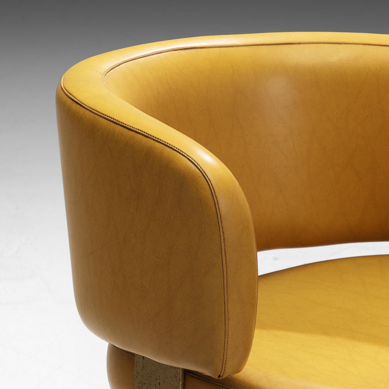 Mid-Century Modern Set of Twelve Italian Armchairs in Yellow Leatherette