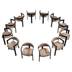 Set von zwölf italienischen Sesseln mit gebogenen Holzrahmen