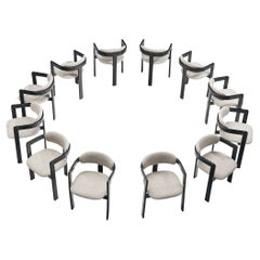 Set of Twelve Italian Armchairs with Bentwood Frames in Grey Boucle