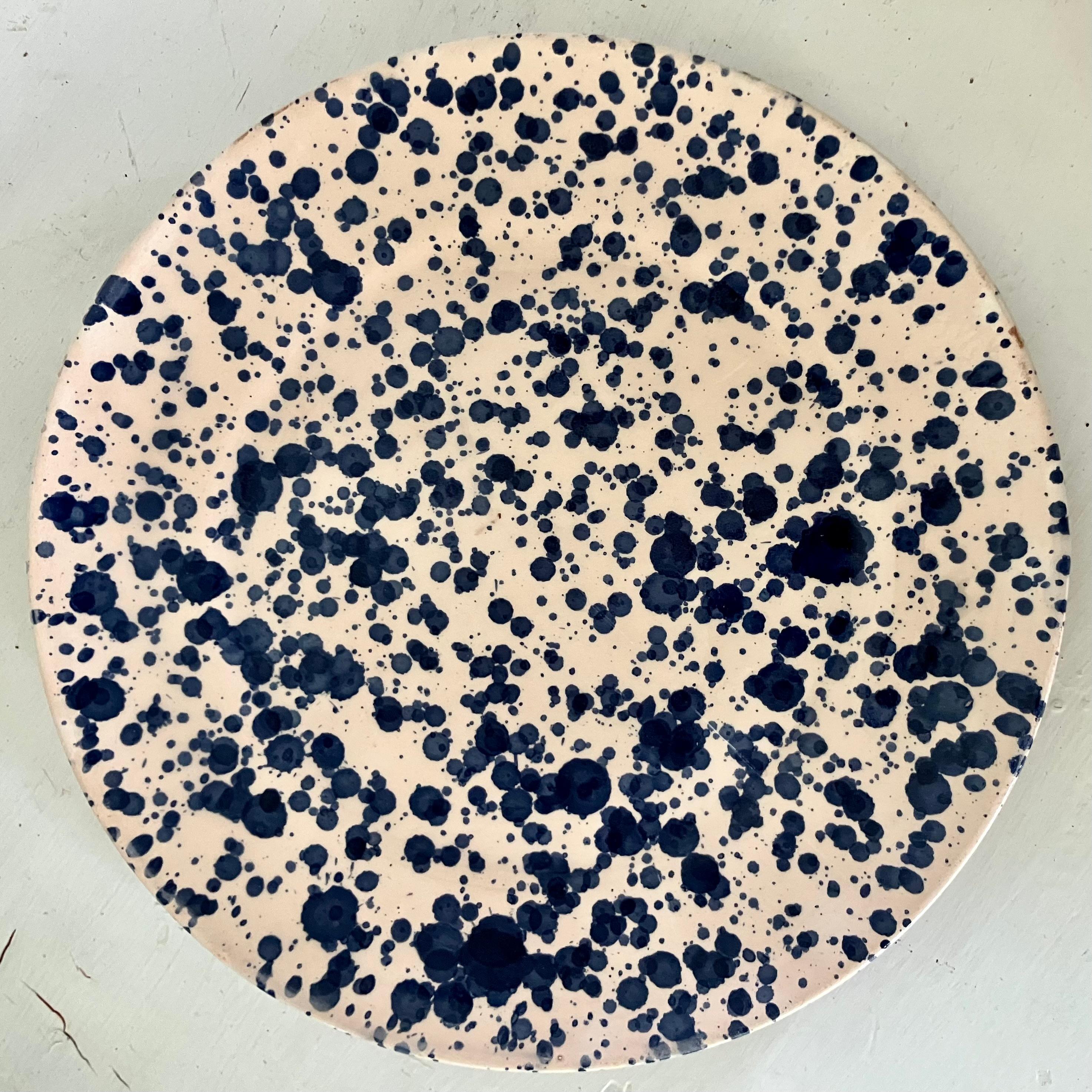 Set of Twelve Italian Blue Spatter Plates en venta 4
