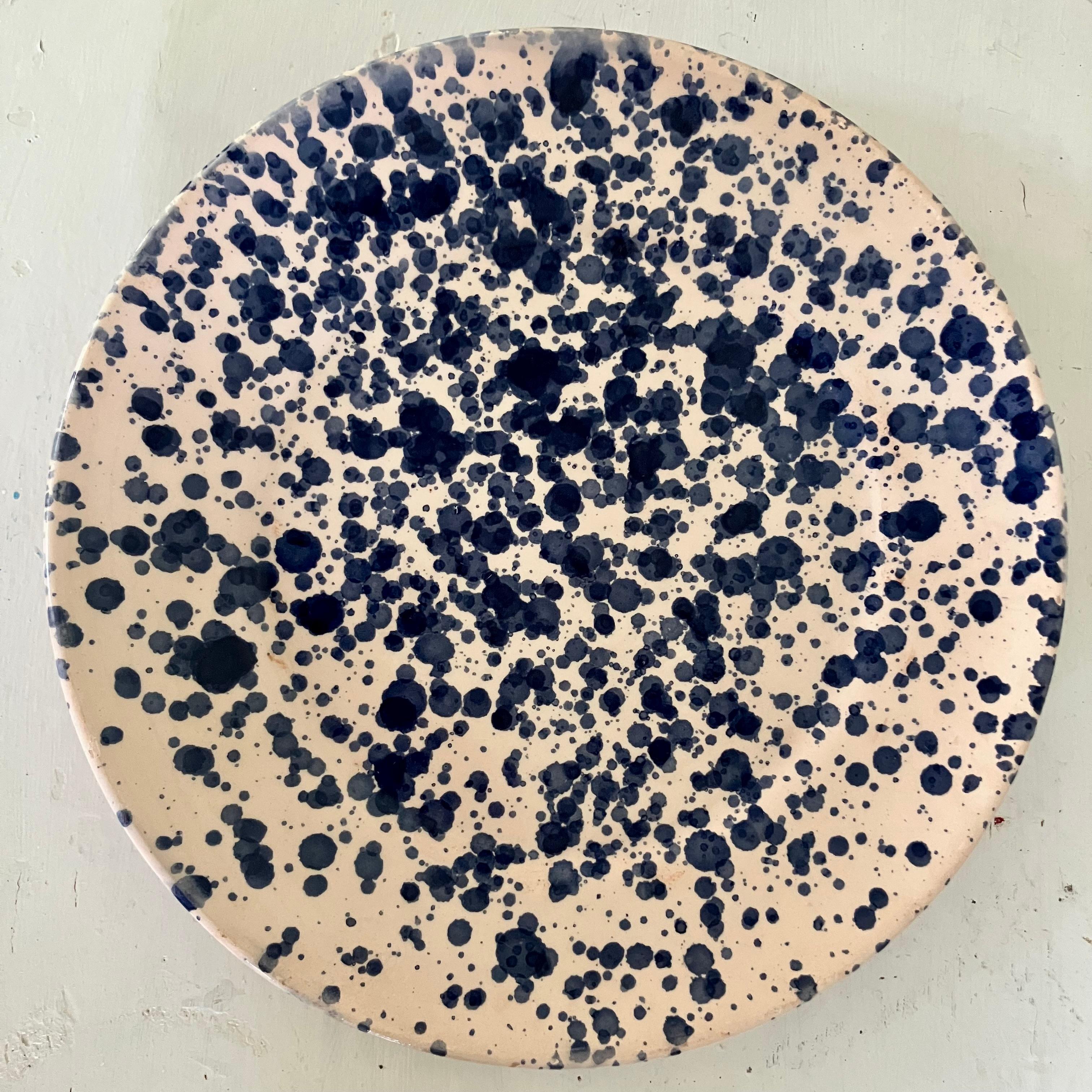 Set of Twelve Italian Blue Spatter Plates en venta 7