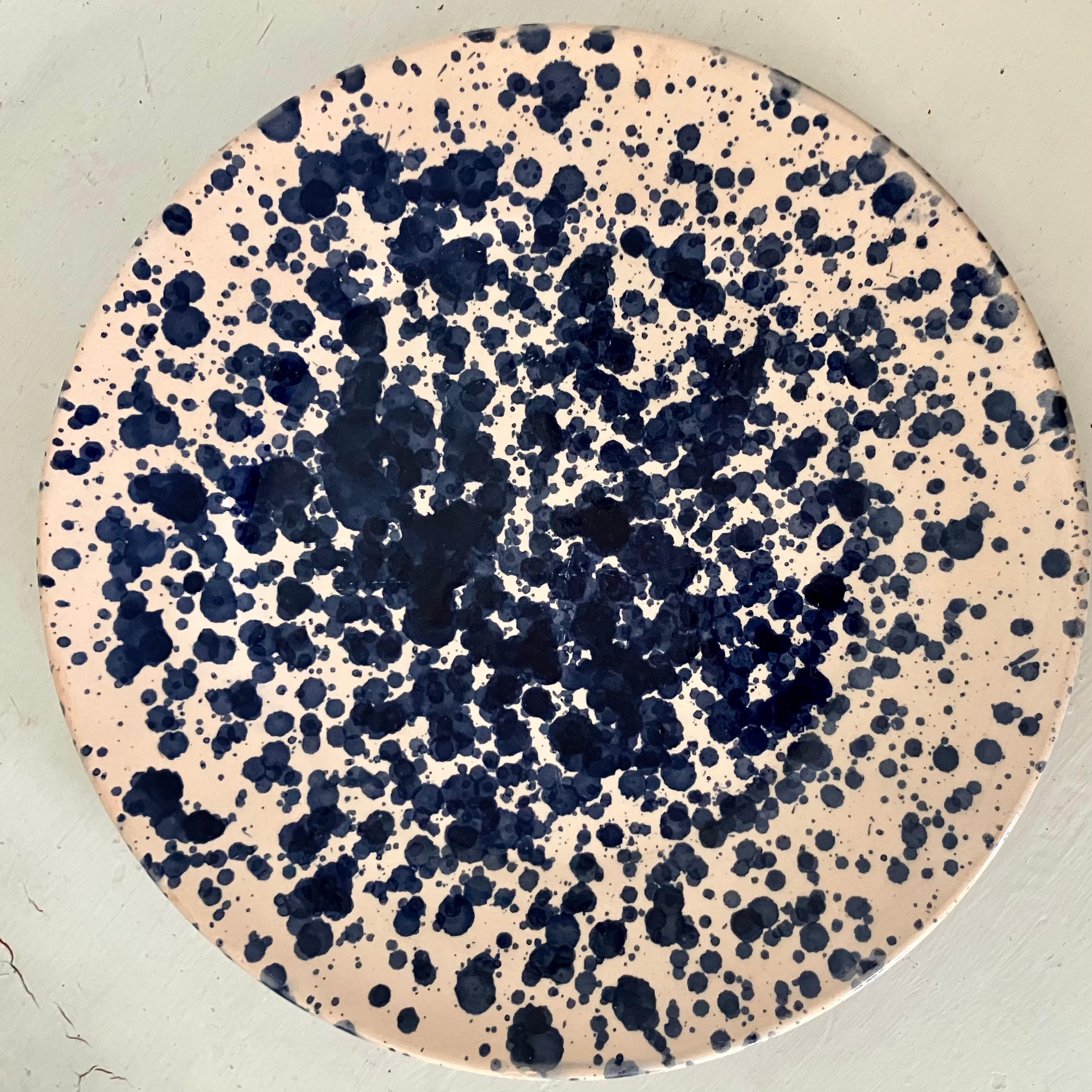Set of Twelve Italian Blue Spatter Plates Glaseado en venta