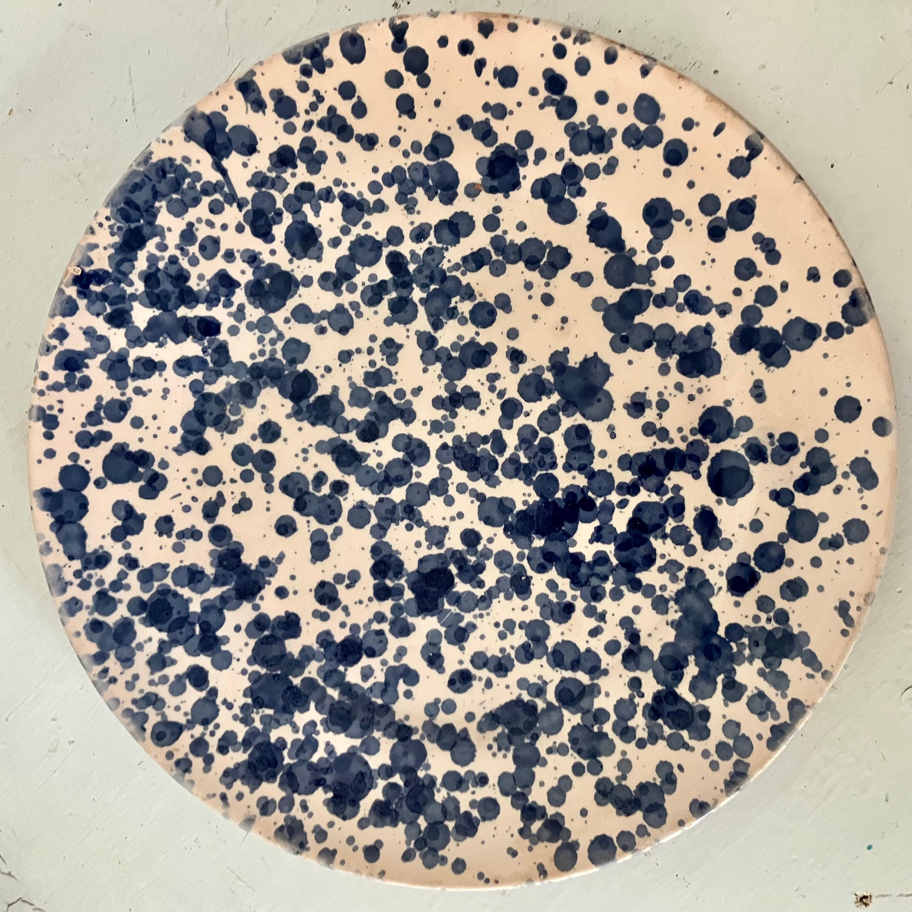 Set of Twelve Italian Blue Spatter Plates Terracota en venta
