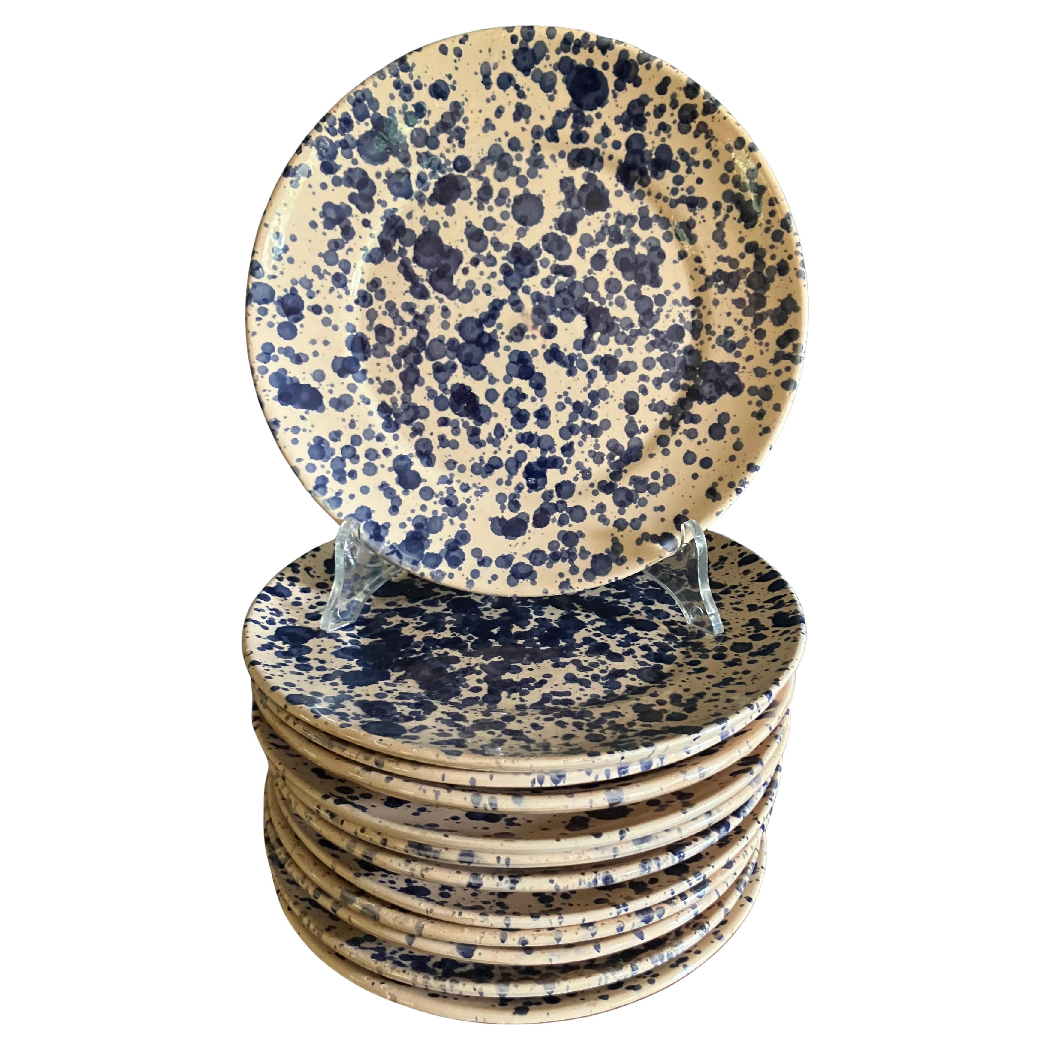 Set of Twelve Italian Blue Spatter Plates