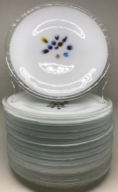 Set of Twelve Italian Modern Glass Dessert Plates