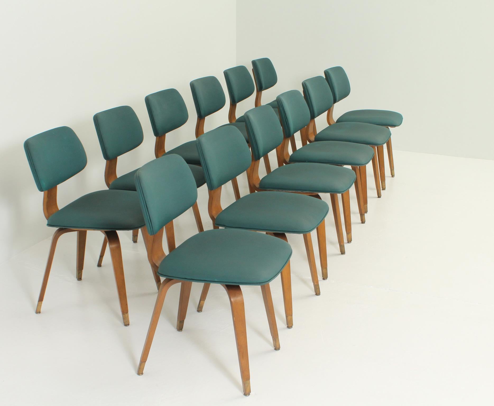 American Set of Twelve Joe Atkinson Chairs for Thonet USA, 1950's