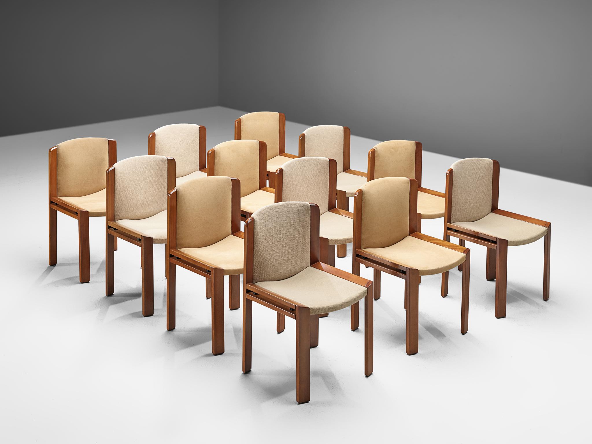 Joe Colombo for Pozzi, set of 12 dining chairs model '300', suede and beech, Italy, 1966.

Functionalist set of dining chairs is designed by Joe Colombo in 1966. His fascination with functionality meant he always focused on the user, which lead him