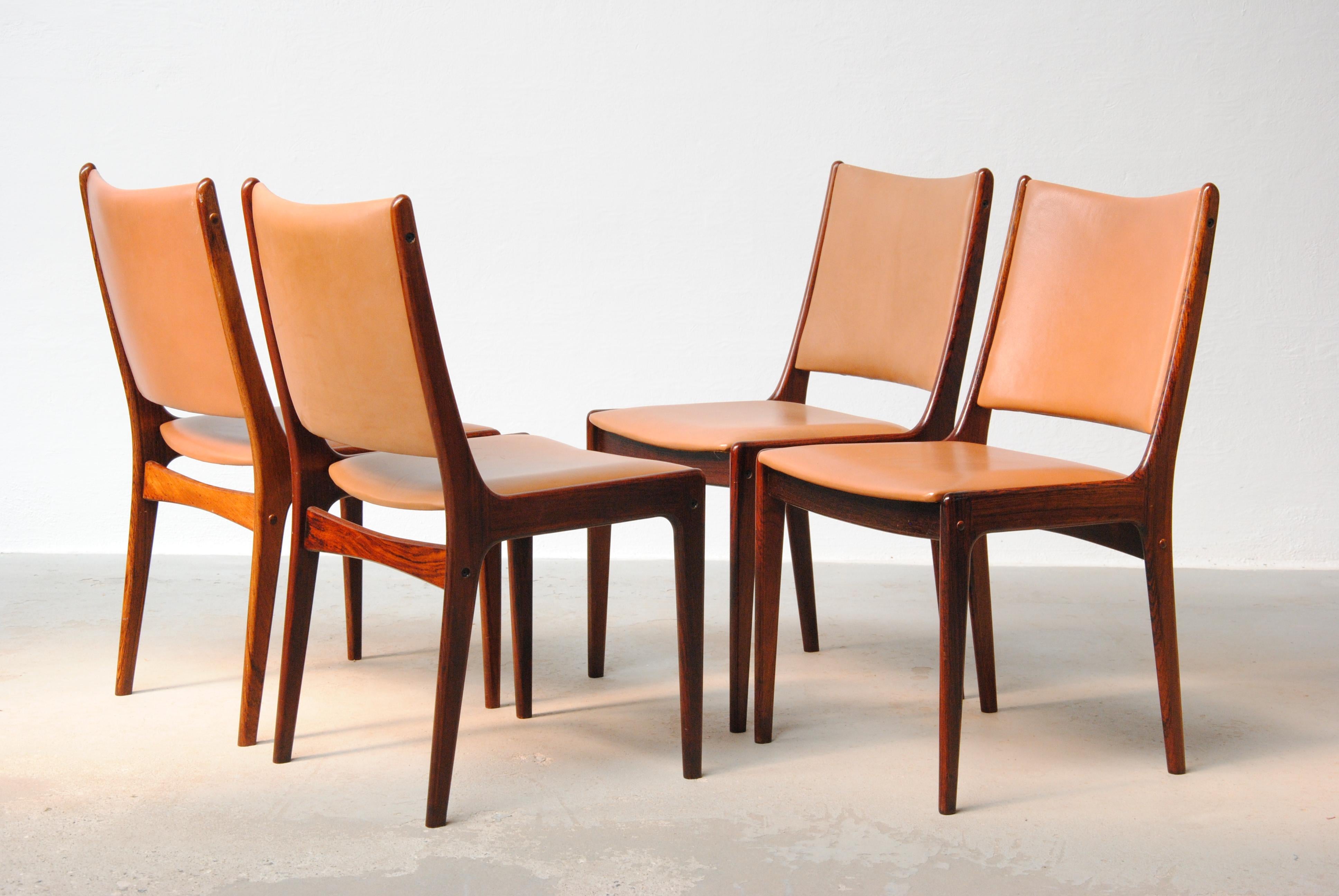 Danish Set of  Twelve Johannes Andersen Restored Rosewood Dining Chairs 
