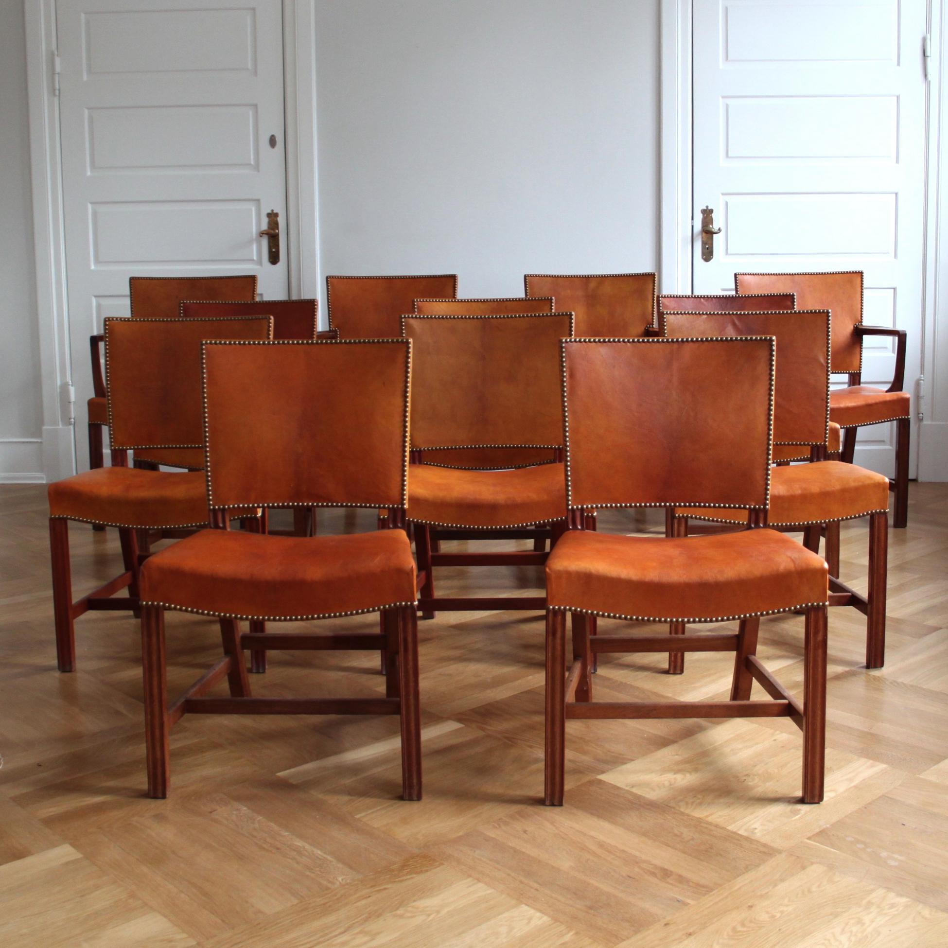 Set of Twelve Kaare Klint Red Chairs in Niger Leather 3