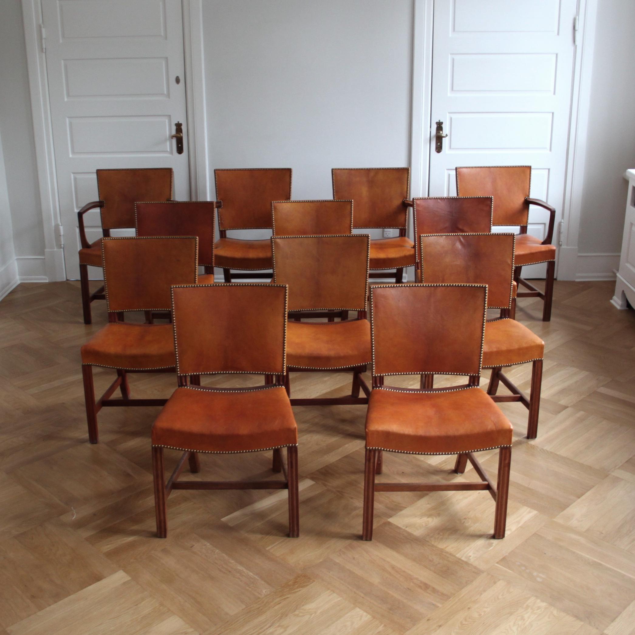 Set of Twelve Kaare Klint Red Chairs in Niger Leather 4