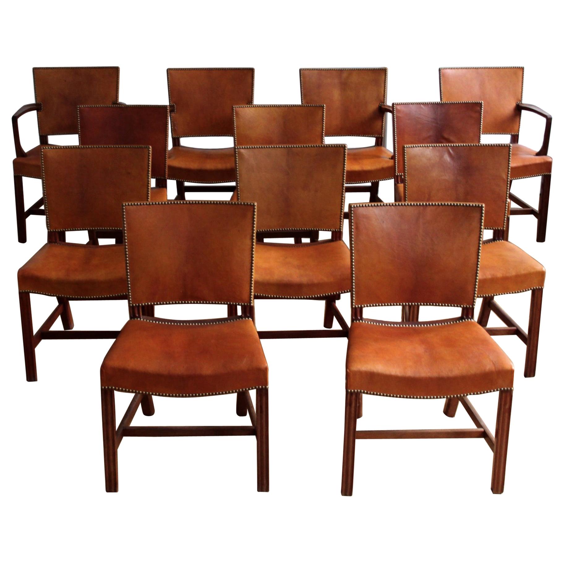 Set of Twelve Kaare Klint Red Chairs in Niger Leather