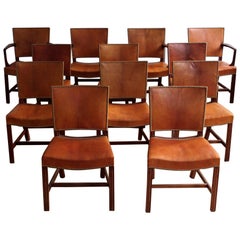 Set of Twelve Kaare Klint Red Chairs in Niger Leather