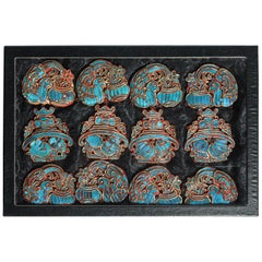 Set of Twelve King Fisher Feather Hat Ornaments