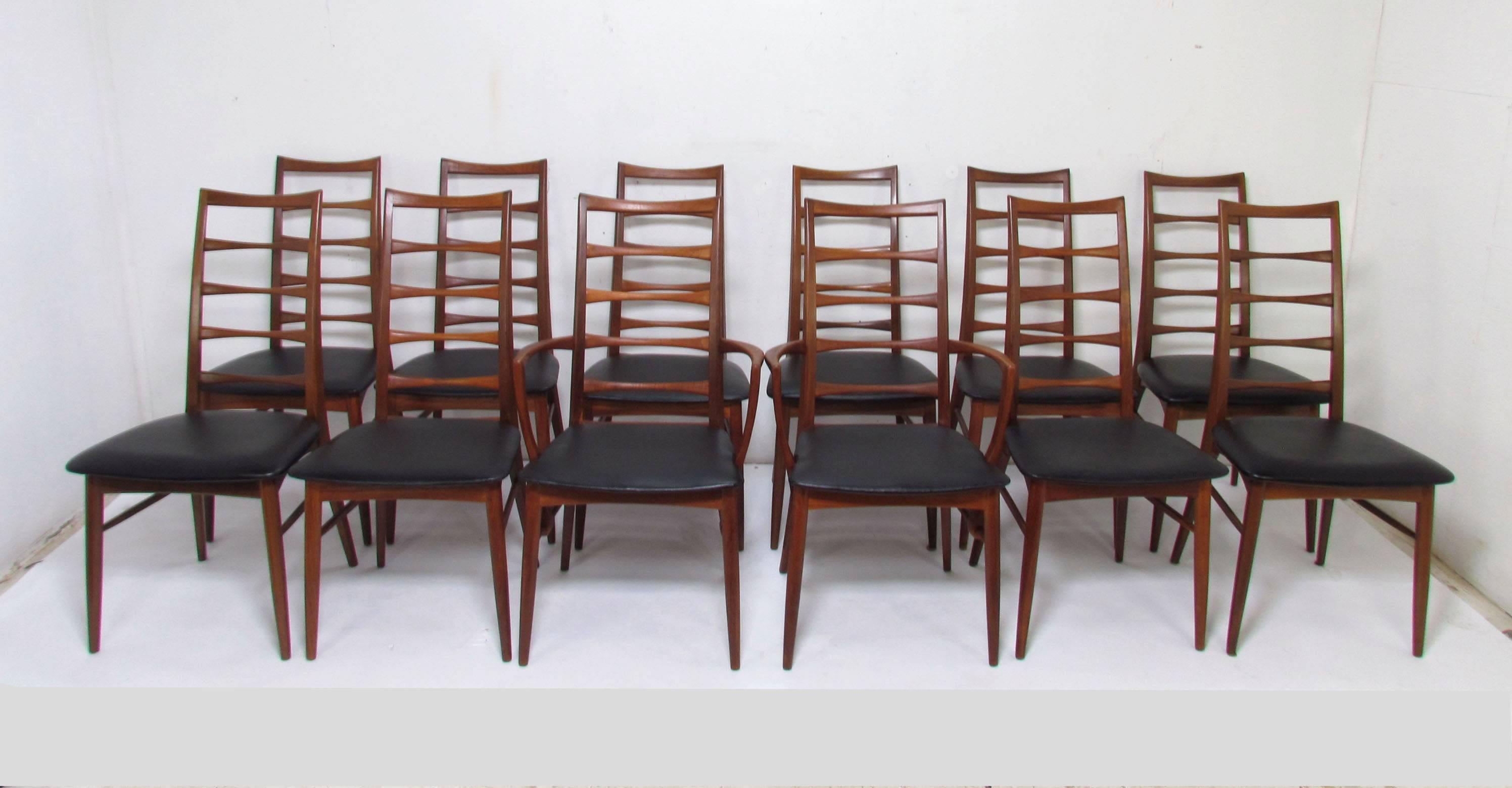 Set of 12 Koefoeds Hornslet Danish Teak Ladderback Dining Chairs, circa 1960s 7