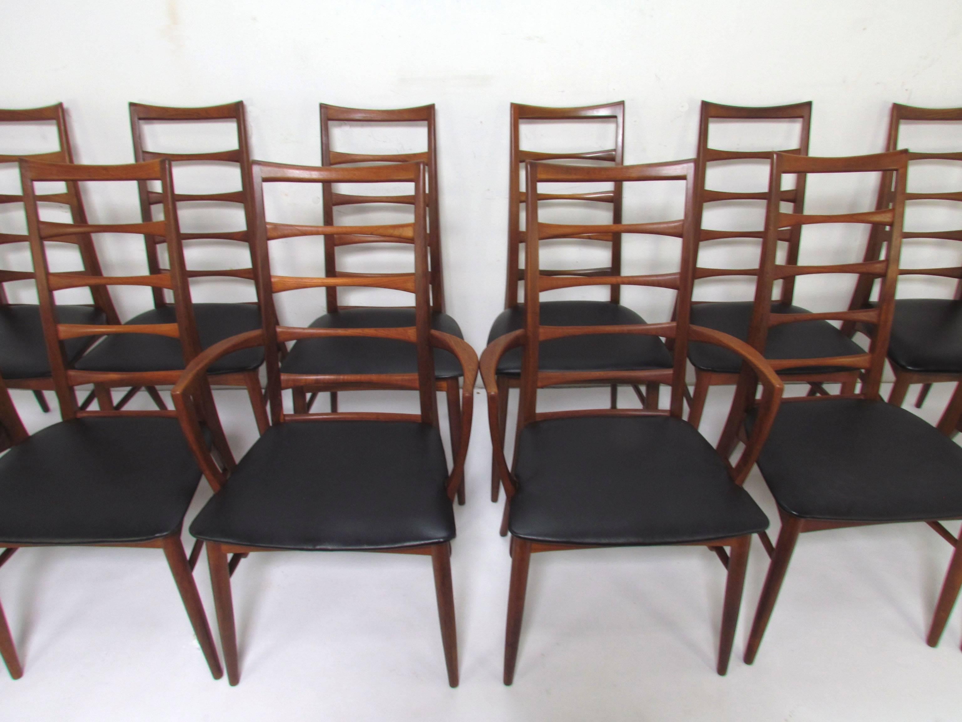 Set of 12 Koefoeds Hornslet Danish Teak Ladderback Dining Chairs, circa 1960s 8