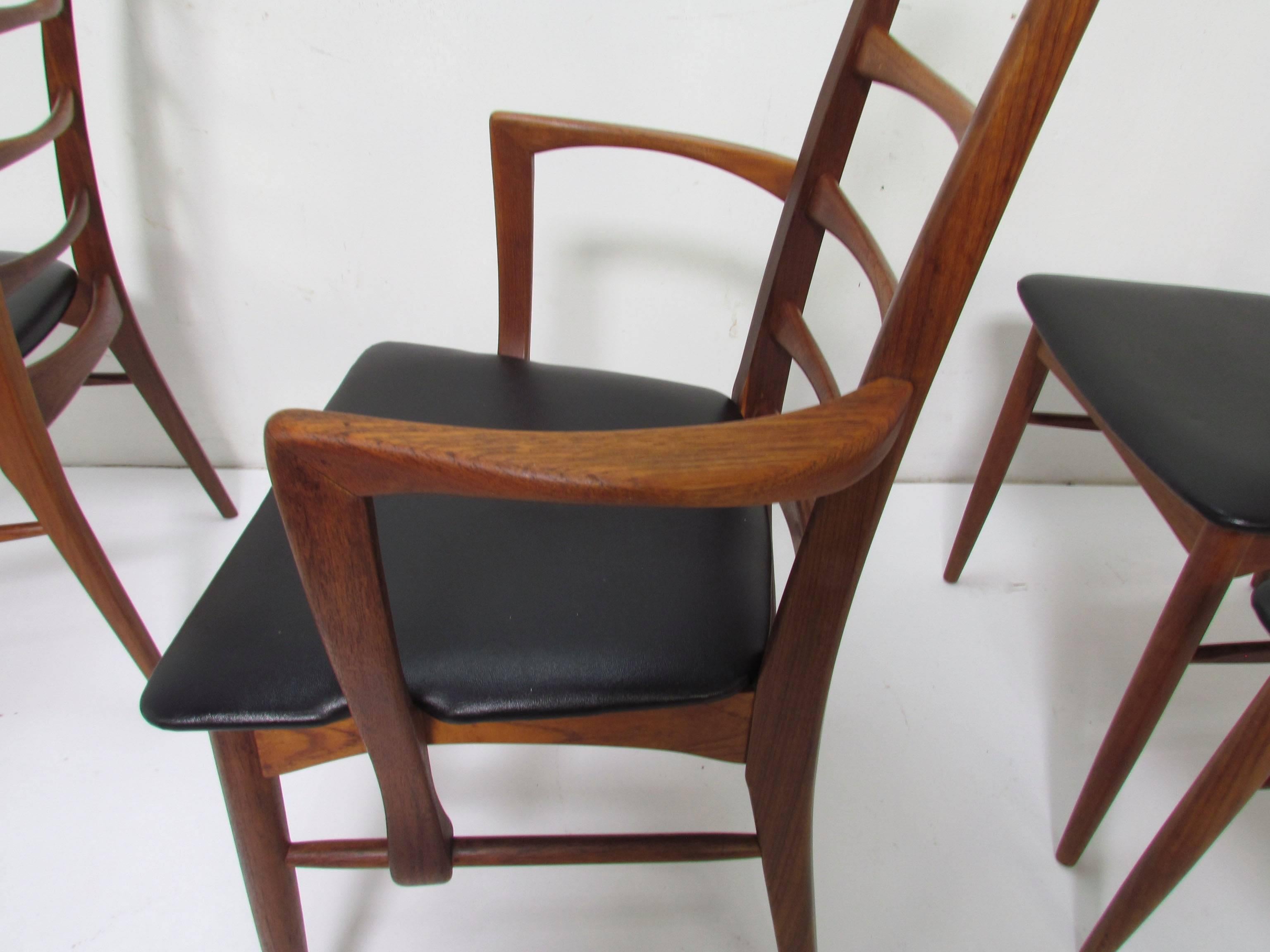 Upholstery Set of 12 Koefoeds Hornslet Danish Teak Ladderback Dining Chairs, circa 1960s