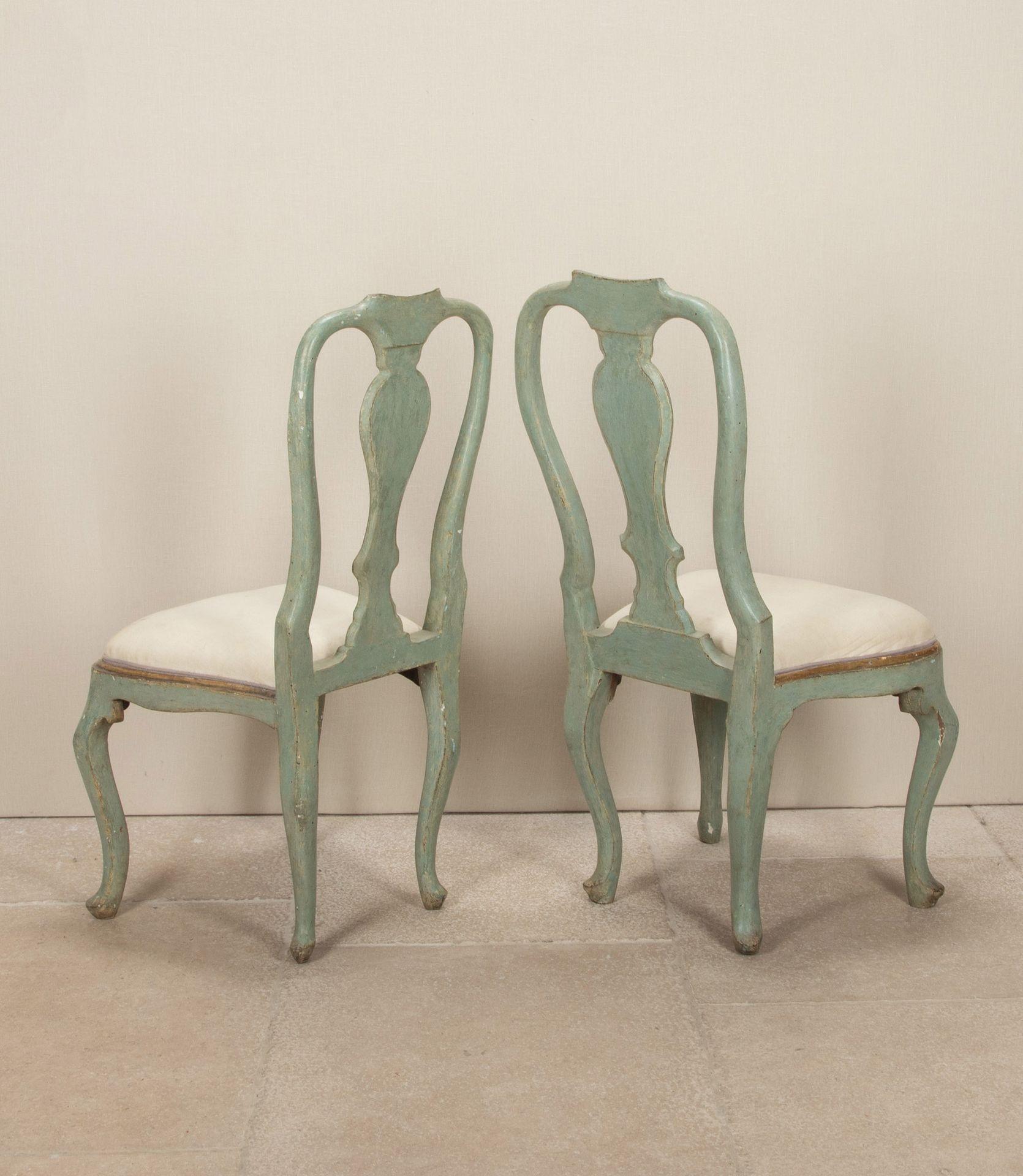 Set of twelve 18th century Italian dining chairs.
With later paint, likely to be Venetian. Circa 1780. 
Seat height is 20 inches (50.8cm).