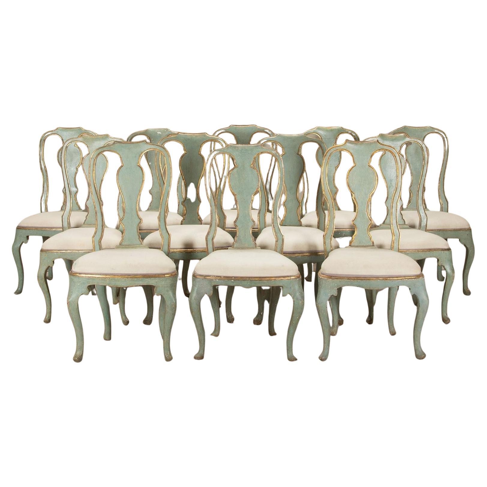 Set of Twelve Late 18th Century Italian Dining Chairs